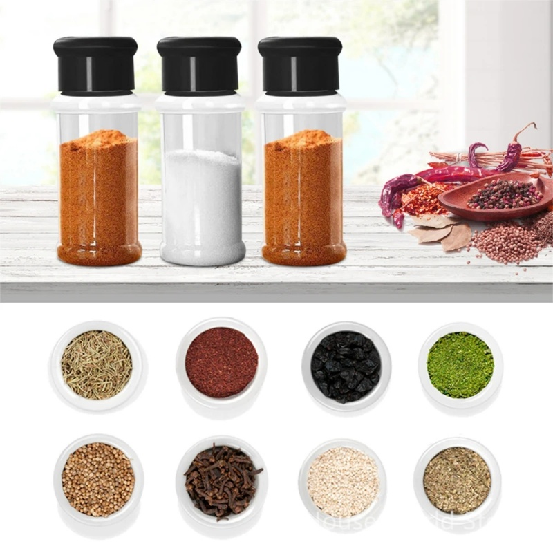 [Harga Grosir] Botol Bumbu BBQ Camping Portable Pepper Shaker Spices Boxes Transparan Spice Salt Pepper Shakers Seasoning Jar 100ml Botol Bumbu Dengan Stiker label