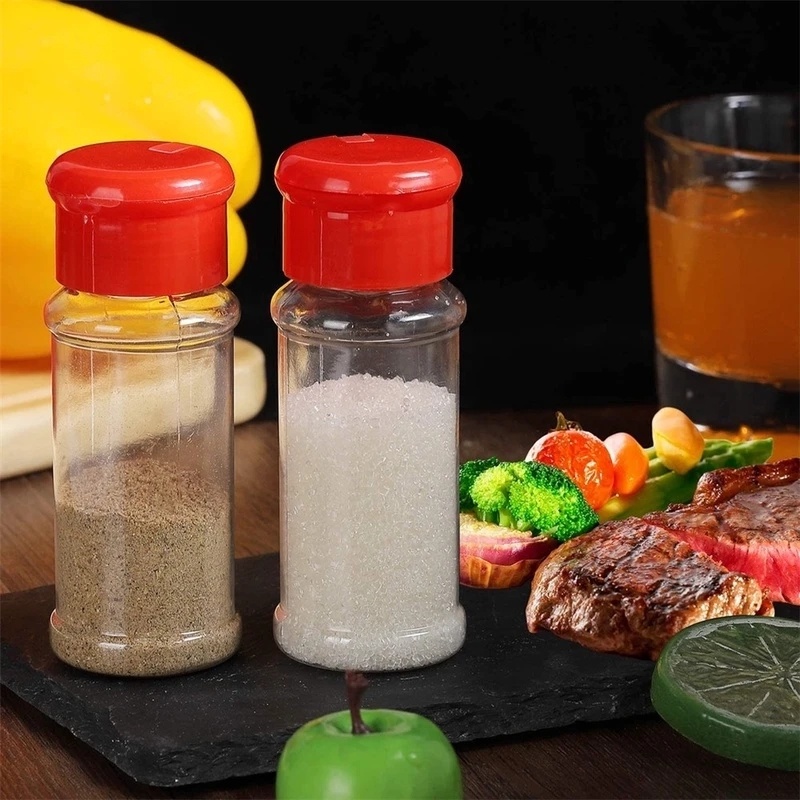 Botol Bumbu BBQ Camping Portabel Alat Gadget Dapur Bumbu Transparan Garam Merica Shaker Seasoning Jar 100ml Seasoning Bottle With label sticker Pepper Shaker Spices Boxes