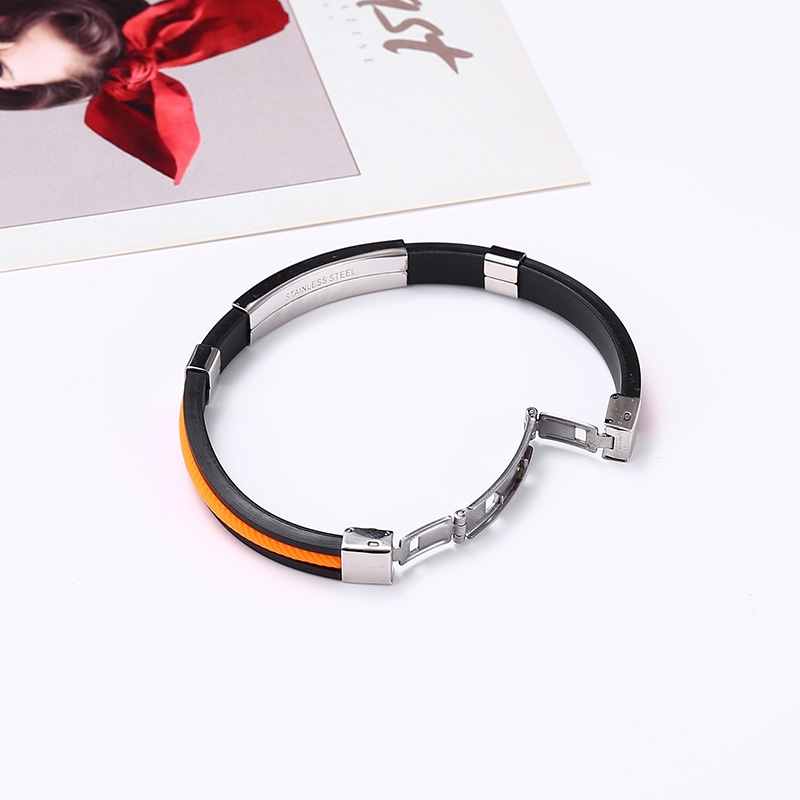 Baru Sederhana Unisex Stainless Steel Silikon Energi Gelang Trendi Indah Wanita Pria Pribadi Punk Lightweght Anti Alergi Gelang Perhiasan