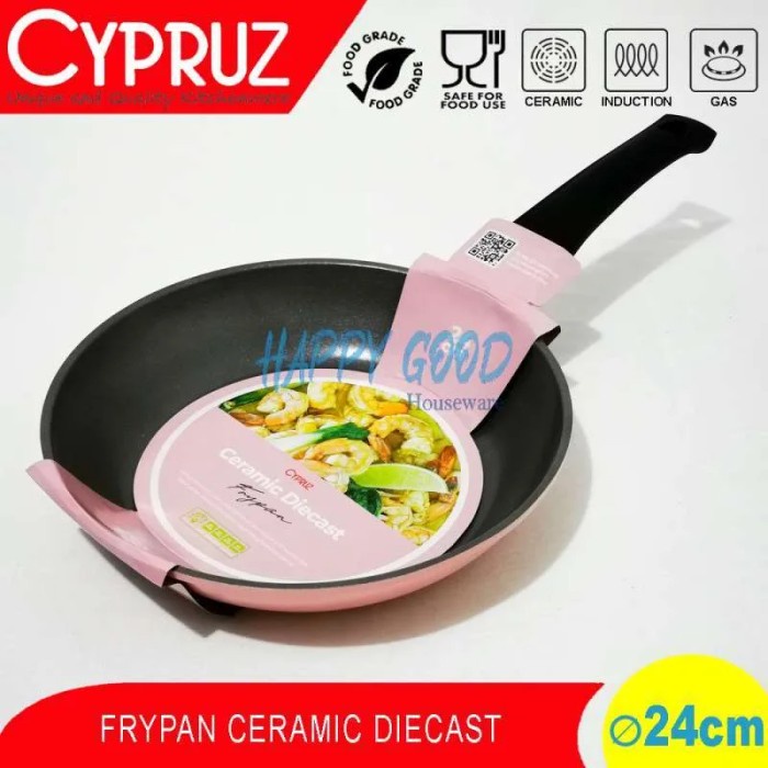 CYPRUZ 24cm CERAMIC PINK GRANITE Fypan | Teflon Induksi Anti Lengket