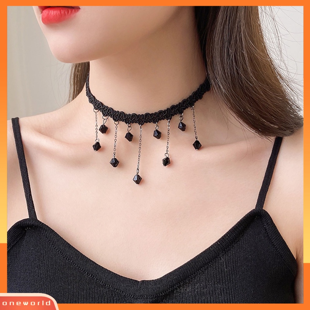 [ONE] 12 Pcs/set Mutiara Imitasi Menjuntai Pola Bunga Wanita Kalung Ringan Gothic Vintage Renda Kerah Kalung Perhiasan Aksesori