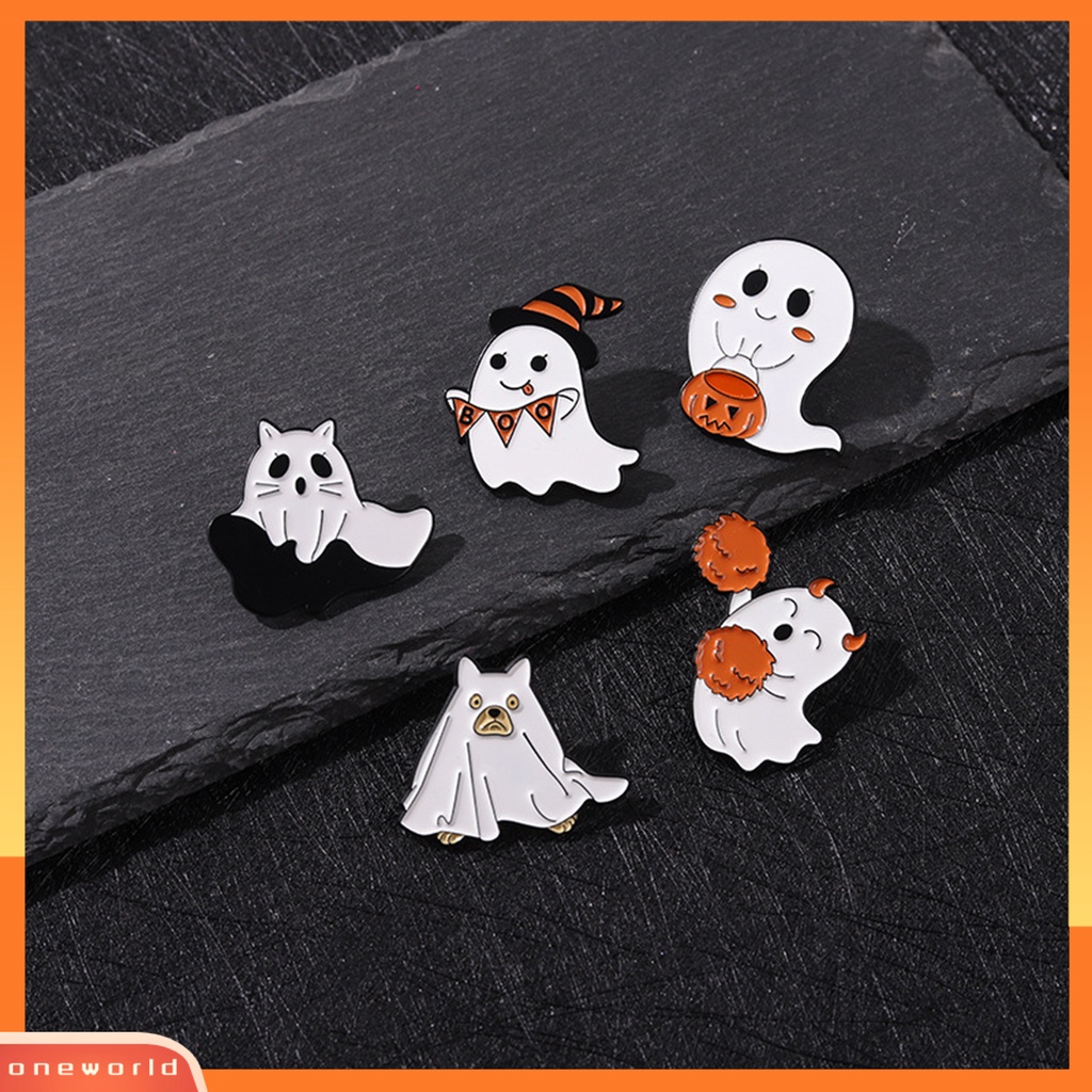 [ONE] Halloween Bros Kepribadian Indah Tahan Lama Ringan Nakal Hias Pakaian Kokoh Kartun Bentuk Hantu Anak Pin Aksesoris Halloween