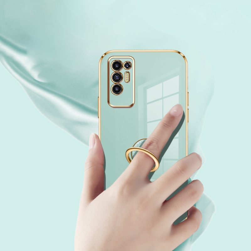 Andyh Casing Ponsel Silikon Ultra Tipis Untuk Infinix Tecno Pova 2le7 LE7n Deluxe Fall Protection Gold Band Dengan Cincin Jam Dan Lanyard Gratis