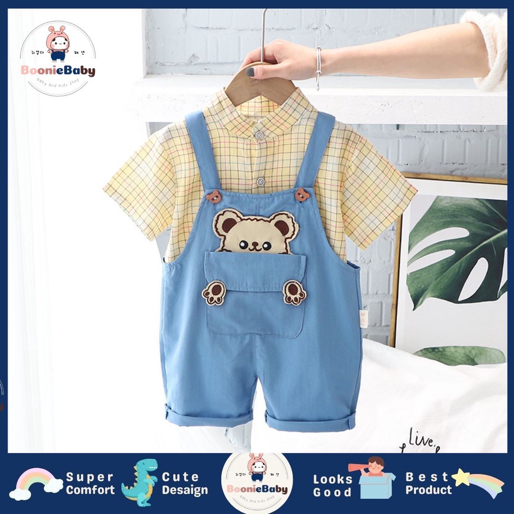 boonie COD setelan baju anak laki laki import jumper anak cowok import motif teddy bear setelan anak laki import baju anak cowok import fashion kekinian SET HIDE BEAR