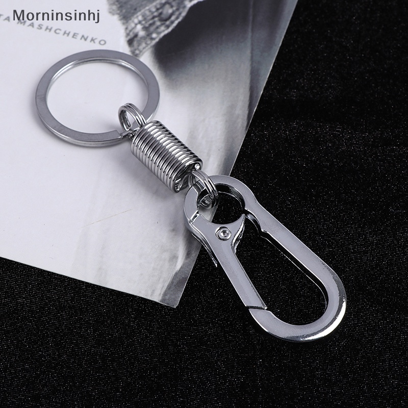 Mornin Silver tone spring buckle belt Tas Klip loop hook Gantungan Kunci key fob ring  Id