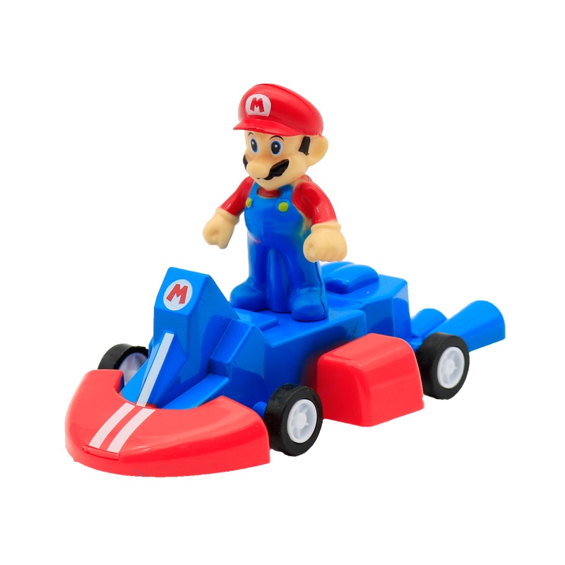 4pcs /set Film Super Mario Bros Pull-back Cars Luigi Mushroom Bowser Figurine Boneka Balap Mobil Kendaraan Mainan Untuk Anak Hadiah