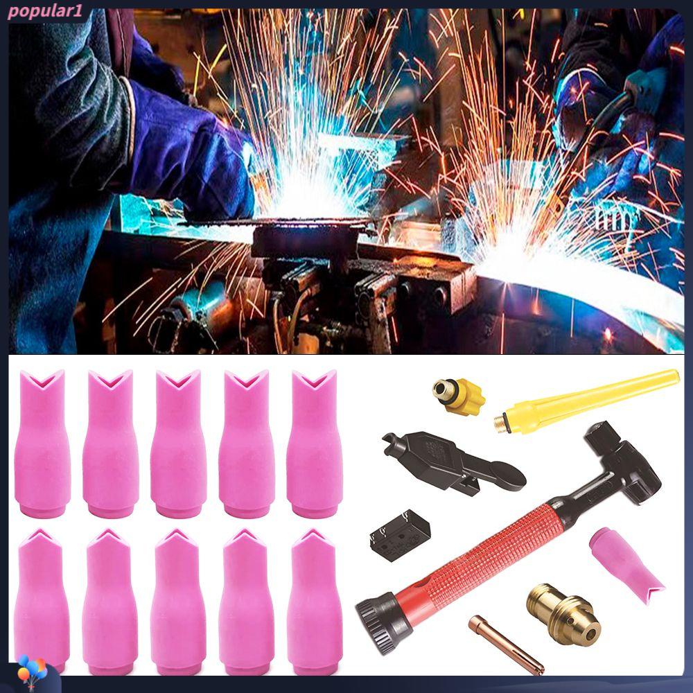 Populer 10pcs Nozzle Keramik 6.5x37mm Proteksi Nozzle Aksesori Las90° Sudut Luar Dalam