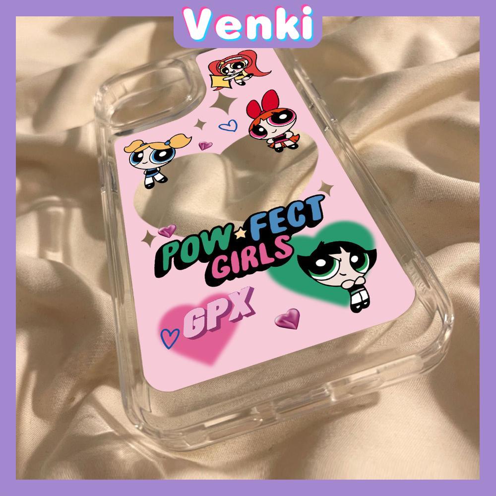 VENKI - Untuk iPhone 11 iPhone Case Bening Lubang Besar Ruang Case TPU Soft Shell Shockproof Protection Camera Lucu Kartun Gadis Kecil Kompatibel dengan iPhone 14 13 Pro max 12 Pro Max xr