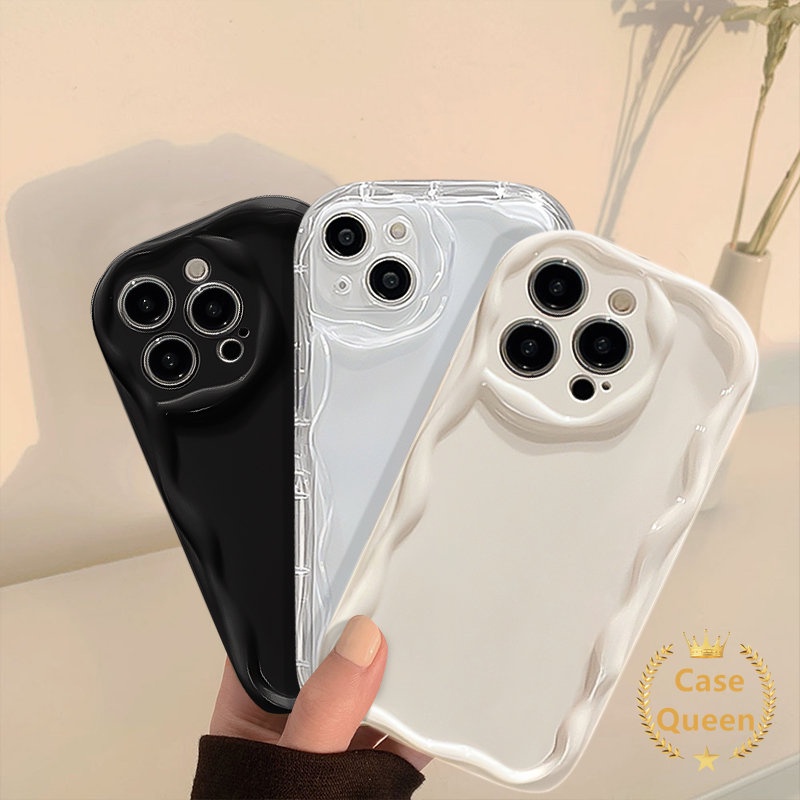 Casing Tepi Lengkung Bergelombang 3D Untuk Vivo Y16 Y20 Y17 Y12 Y30 Y31 Y15s Y12s Y15 Y21 Y35 Y91 Y50 Y51 Y33s Y21A Y20s Y12i Y21s Y91C Y20i Y02 Y11 Y15A Y95 Soft Case Anti Jatuh Glossy Simple