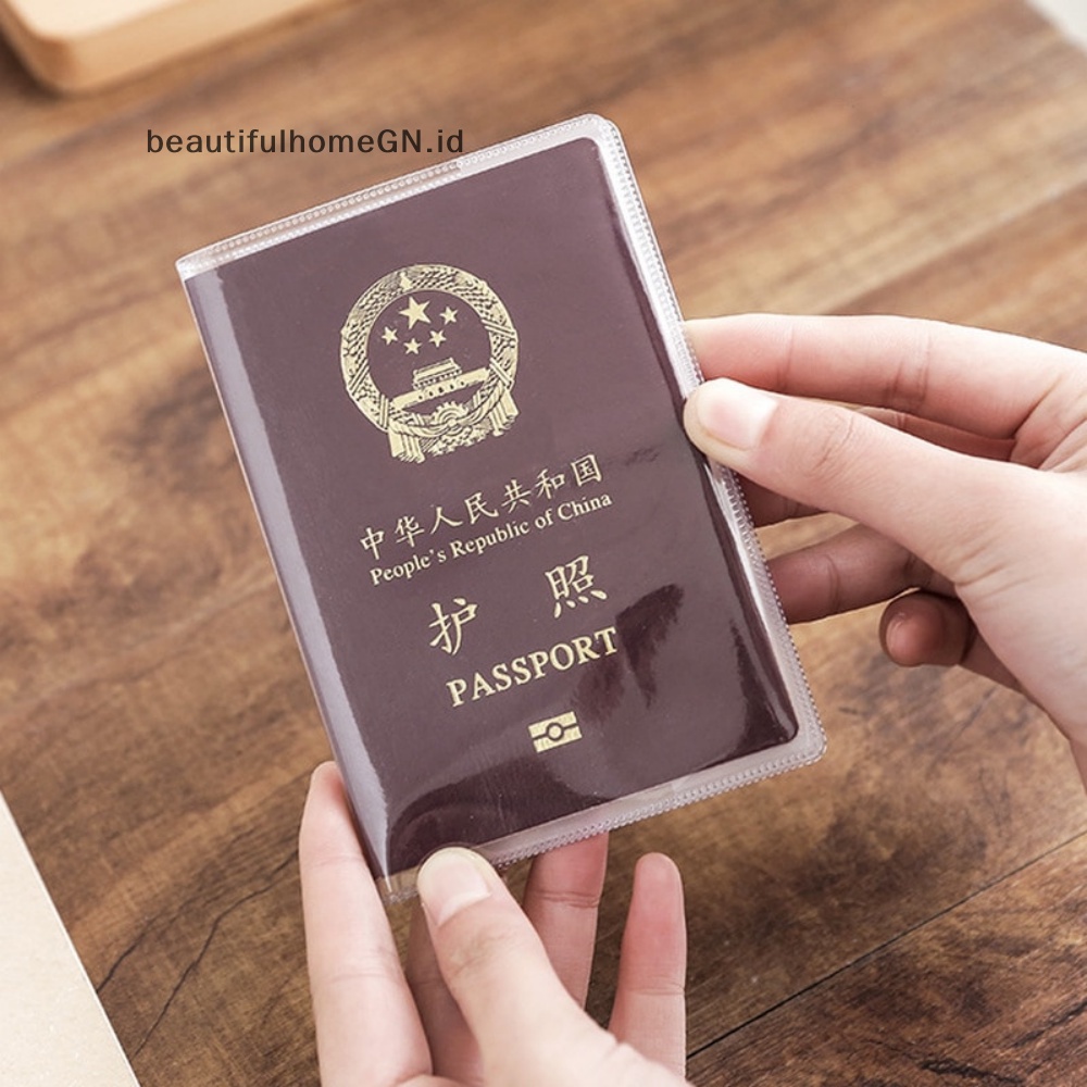 {Cantik} 1pcs Passport Cover PVC Waterproof Case Untuk Kartu Kredit Nama Dompet Paspor~