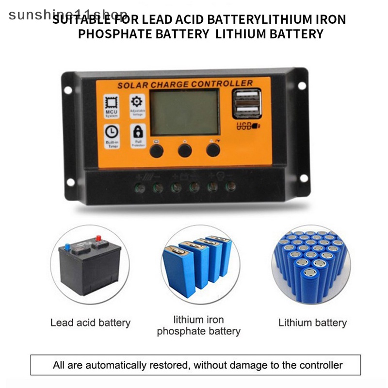 Sho LCD Solar Controller 12V /24V 30A 20A 10A Solar Charge Regulator PWM Charger LCD Display Dual USB 5V 2.5A Output MOS N