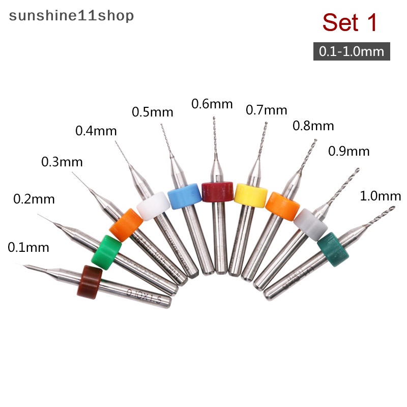 Sho 10pcs /Set 0.1mm-1.2mm Kualitas Tinggi Paduan Keras Papan Sirkuit Cetak PCB Carbide Micro Drill Bits Alat 0.1mm 1.2mm N