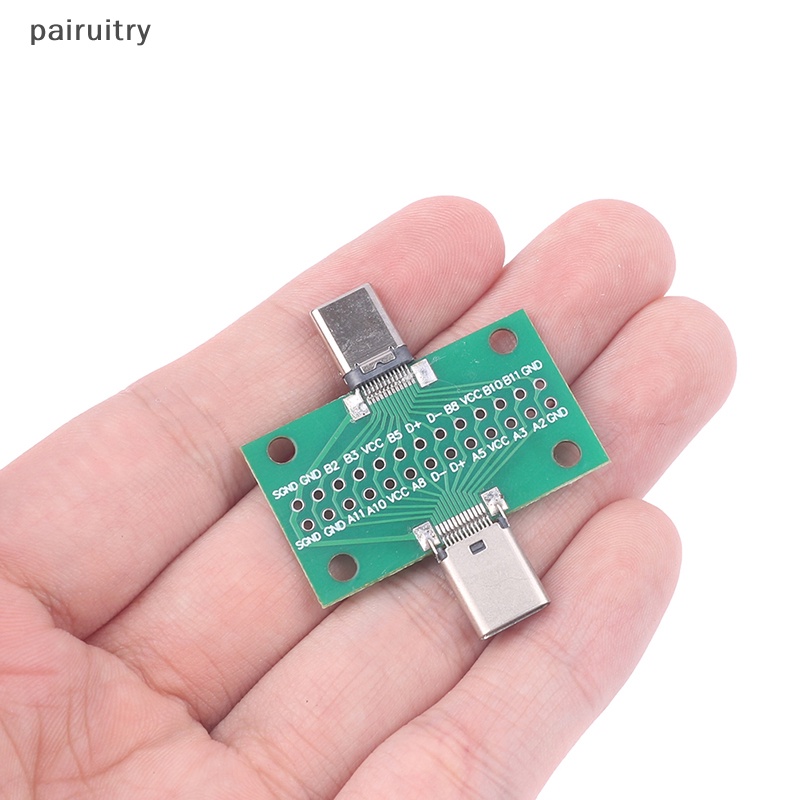 Prt USB3.1 Type-C Male Female Test PCB Board Adapter Tipe C 24P 2.54mm Konektor Untuk Jalur Data Transfer Penyisipan Dua Sisi PRT