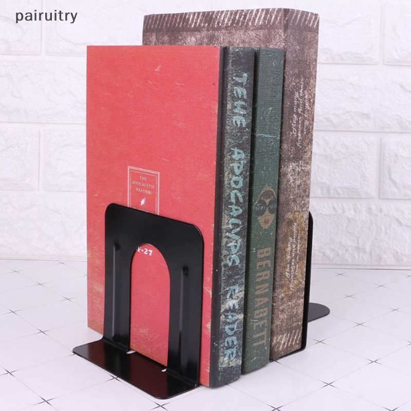 Prt 2Pcs Logam Hias Bookend Majalah Organizer Holder Kantor Standing Bookend Desktop Bookends Heavy Duty Book Holder PRT