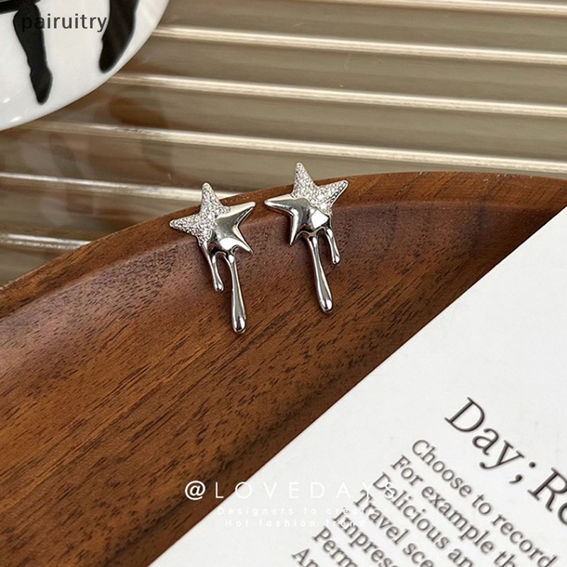 Prt Fashion Zirkon Lava Star Stud Earrings Desain Trendi Temperamen Korea Anting Kepribadian Sederhana Untuk Wanita Perhiasan PRT