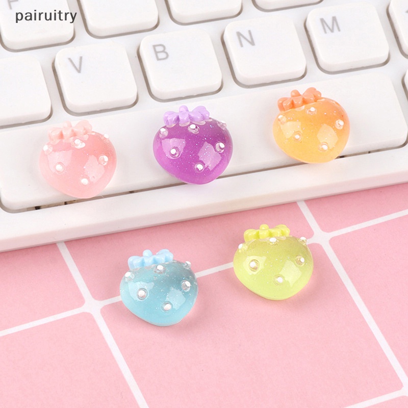 Prt 2PCS Luminous Mini Strawberry Resin Dekorasi DIY Miniatur Ornamen Hadiah PRT