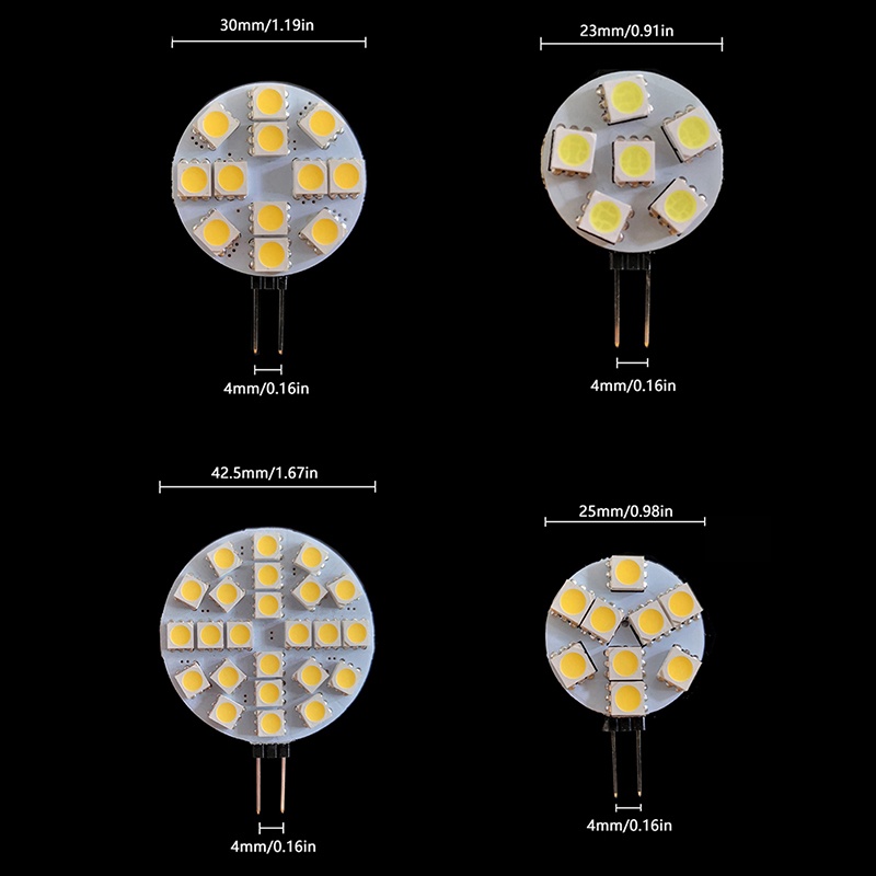 Prt 1Pc 6/9 /12 /24 Lampu LED Bohlam LED G4 DC12V 5050 SMD Cahaya Putih Hangat Dingin PRT