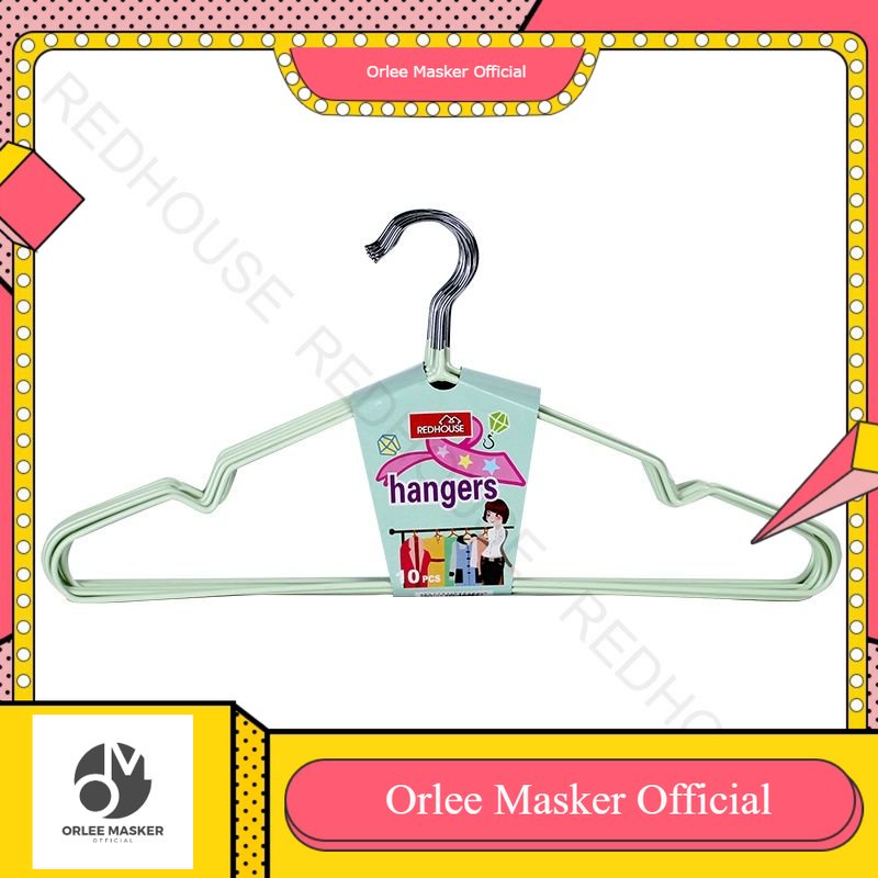 HANGER STENLIS STEEL/ HANGER BESI KUAT/  GANTUNGAN BAJU DEWASA 1 PAK (ISI 10 PCS) KEKINIAN KAWAT TEBAL LAPIS PLASTIK REDHOUSE / hanger tebal lapis plastik / hanger bagus / hanger kuat mewah