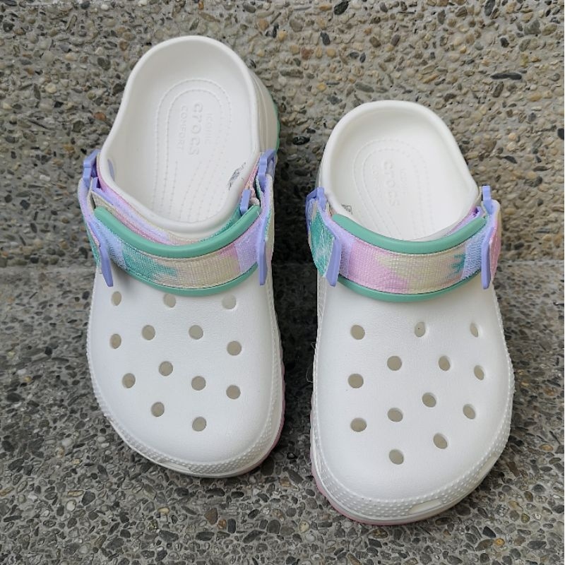 Sandal Crocs Hiker Clog Unisex - Putih Pelangi