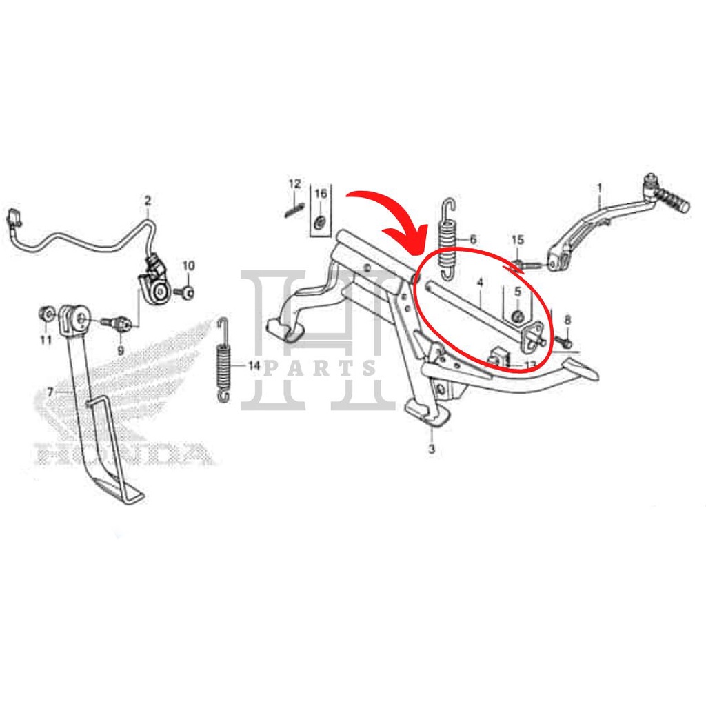 AS STANDAR TENGAH DUA SHAFT MAIN STAND BEAT POP STREET SCOOPY SPACY KARBURATOR VARIO 110 FI ESP 50503-KZL-930 ASLI ORIGINAL AHM HGP HONDA