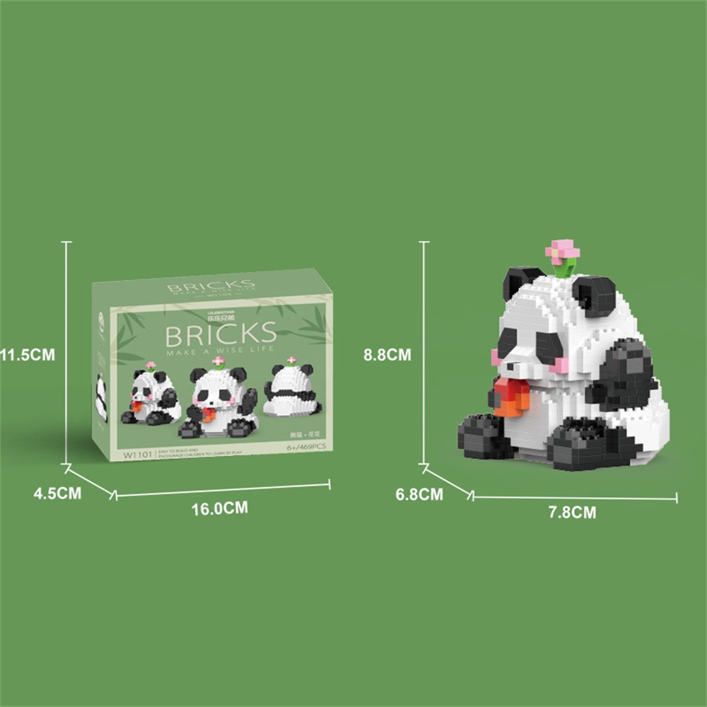 Mainan Balok Bata Bangunan Bunga Panda Lucu Untuk Hadiah Hari Anak