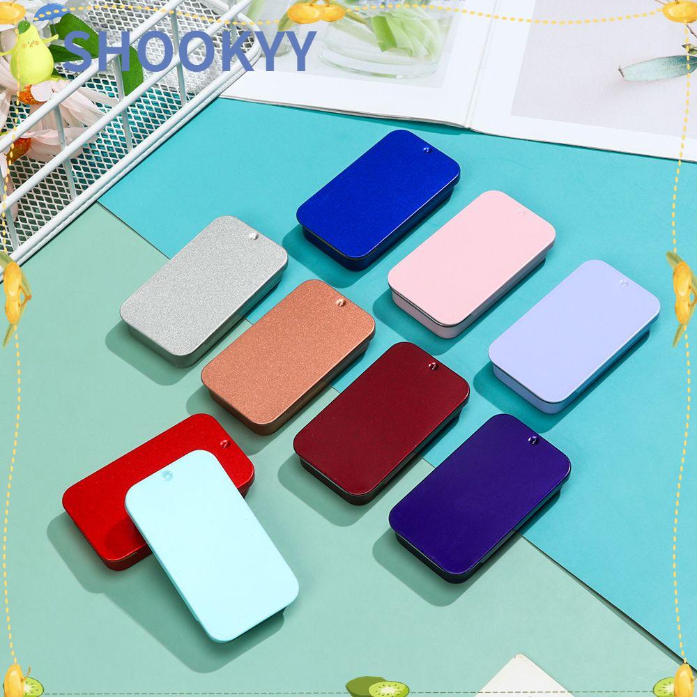 Chookyy Kotak Besi Mini Slide Cover Wadah Metal Organizer Rumah Kaleng Kosong Pill Cases