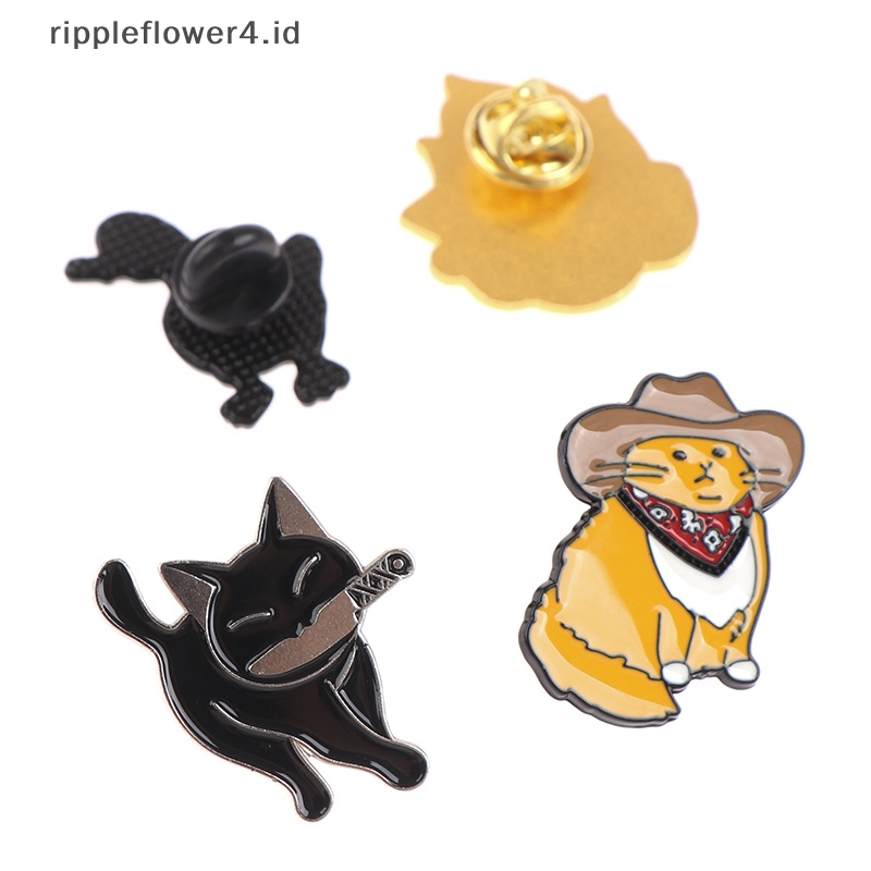 {rippleflower4.id} 4pcs Set Pin Enamel Lucu Untuk Jaket Ransel Baju Kerah Lencana Pin~