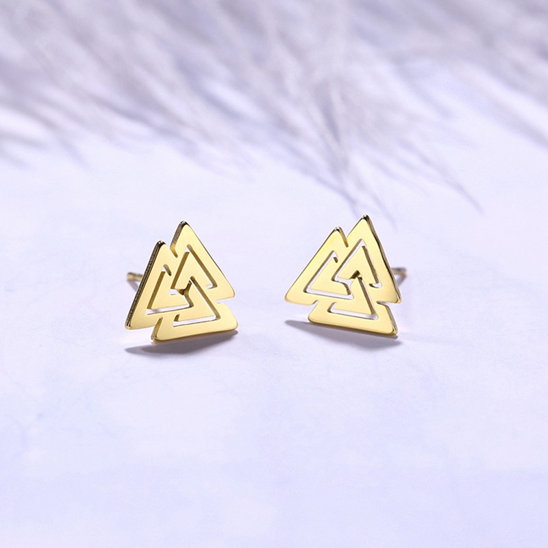 Perhiasan Fashion304Hadiah Anting Tusuk Viking Anti Karat Pria Wanita