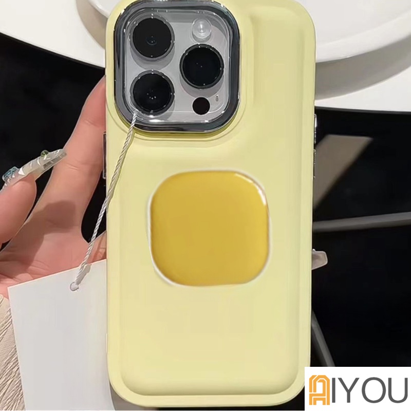 IPHONE Airbag anti Jatuh Fluorescent Candy Color Phone Case Warna Solid Tahan Debu Kompatibel Untuk Iphone14 7 8 plus x xs xr xsmax pro max mini 11 12 13 14 Dengan Tempat Ponsel Persegi