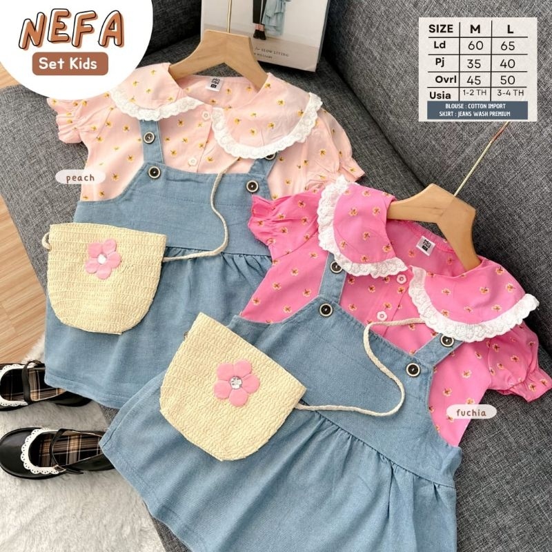 NEFA SET KIDS ORI MOWMO KIDS | (M,1-2/L,3-4TH) Setelan Anak Perempuan