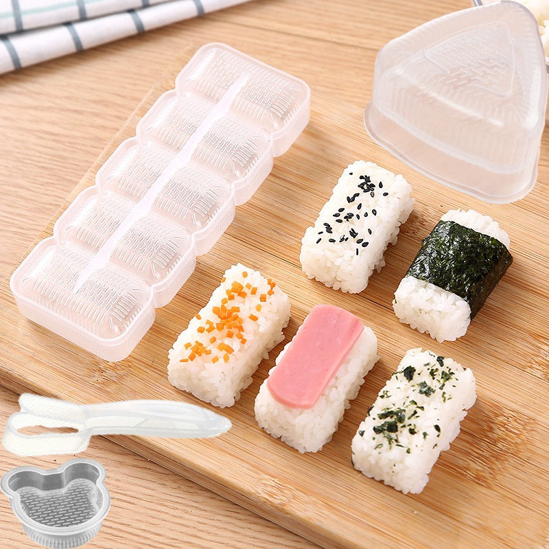 5kotak Cetakan Sushi/Hand-held Sushi Maker/Cetakan Nasi Bola Segitiga Gaya Jepang/Alat Bola Nasi Hemat Tenaga Kerja Manual/Gadget Dapur