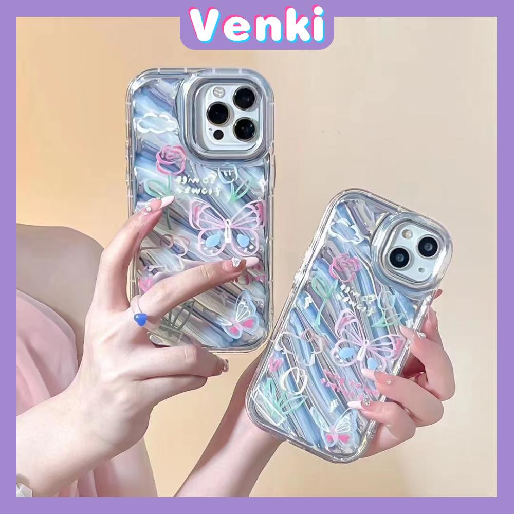 VENKI - Untuk iPhone 11 iPhone Case Laser Reflektif Bening Phone Case TPU Lembut Shockproof Airbag Phone Case Kupu-kupu Sederhana Kompatibel dengan iPhone 14 13 Pro Max 12 Pro Max XR XR 7 8