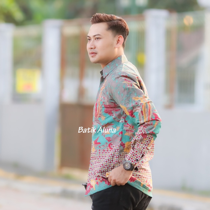 Batik Pria Premium Lengan Panjang Reguler Fit Katun Halus Baturaden Tresno Kamulyan  Aluna