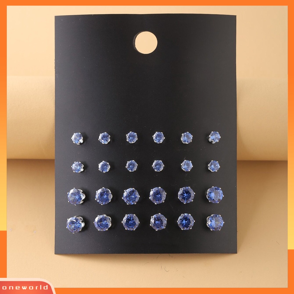 [WOD] 12pasang Anting Tusuk Wanita Perhiasan Berlian Imitasi Mengkilap Gaya Korea Geometri Ear Studs Untuk Prom