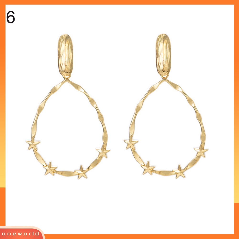 [WOD] Fashion Wanita Hati Daun Geometris Menjuntai Telinga Stud Anting Pesta Perhiasan Hadiah