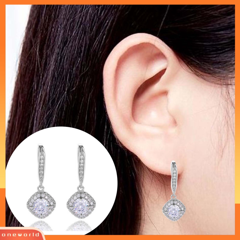 [WOD] Anting Persegi Wanita Berdandan Eardrop Perempuan Fashionable Menjuntai Perhiasan Hadiah Pesta