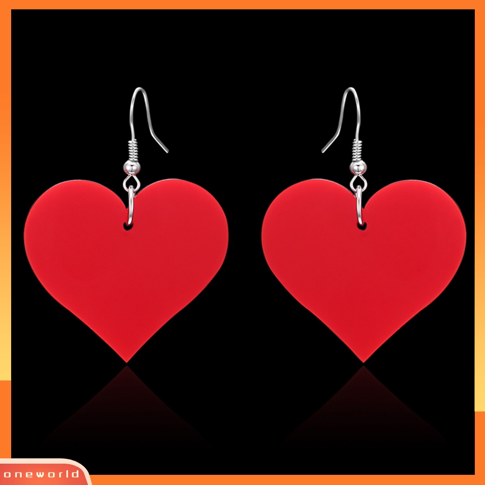 [WOD] Fashion Wanita Bentuk Hati Liontin Menjuntai Akrilik Drop Hook Anting Perhiasan