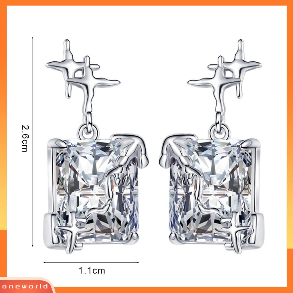 [WOD] 1pasang Drop Earrings Berlian Imitasi Chic Mencegah Alergi Perhiasan Pengantin Wanita Anting Perlengkapan Pernikahan