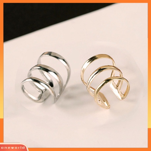 [WOD] Wanita Punk Telinga Klip Cuff Anting Non-Piercing Berongga Bentuk U Klip On Perhiasan