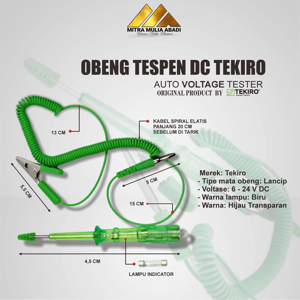 Obeng Tespen DC TEKIRO l AUTO VOLTAGE TESTER TEKIRO l obeng Tespen Tekiro