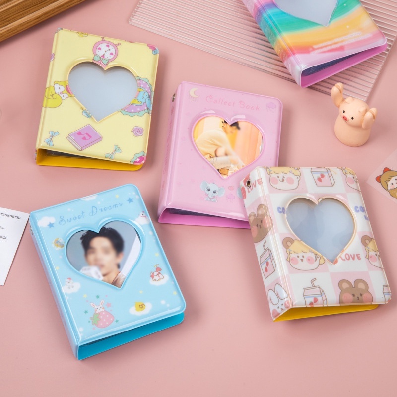 Album Foto Mini 40slot 3inch Heart Square Cover Photocard Holder Kpop Buku Koleksi Kartu Lomo