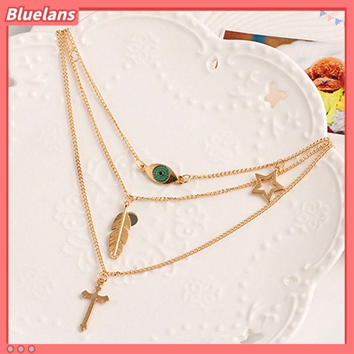 [BLS] Wanita Multilayer Mutiara Imitasi Berlian Imitasi Liontin Choker Rantai Kalung Perhiasan