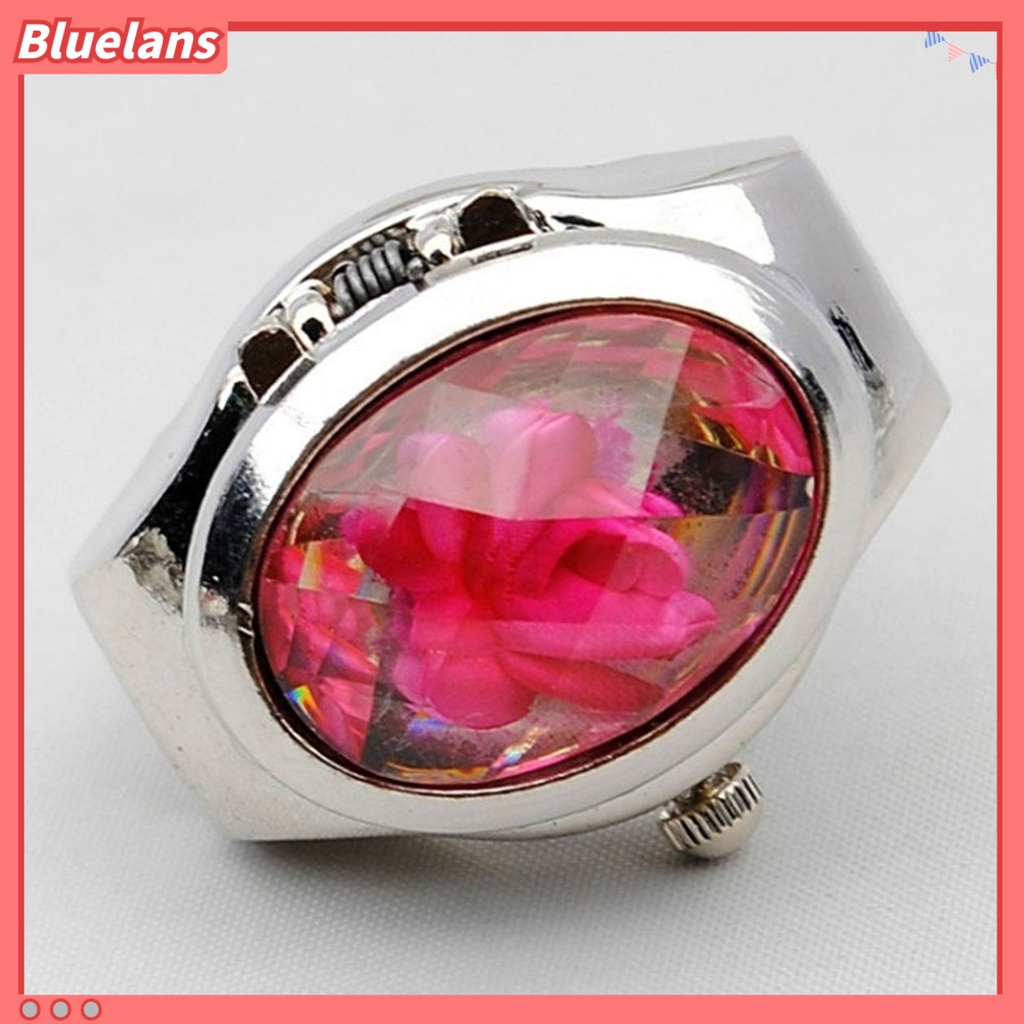 [BLS] Jam Tangan Quartz Cincin Jari Berlian Imitasi Unisex Fashion Oval Flip Untuk Club Pesta