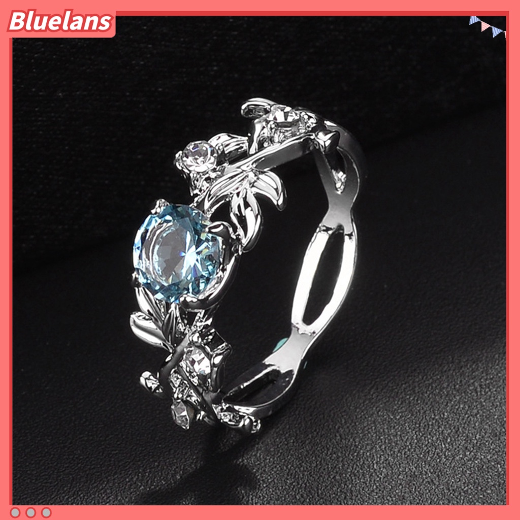 [BLS] Cincin Wanita Daun Berlian Imitasi Perhiasan Elegan Bright Luster Ring Untuk Pakaian Sehari-Hari