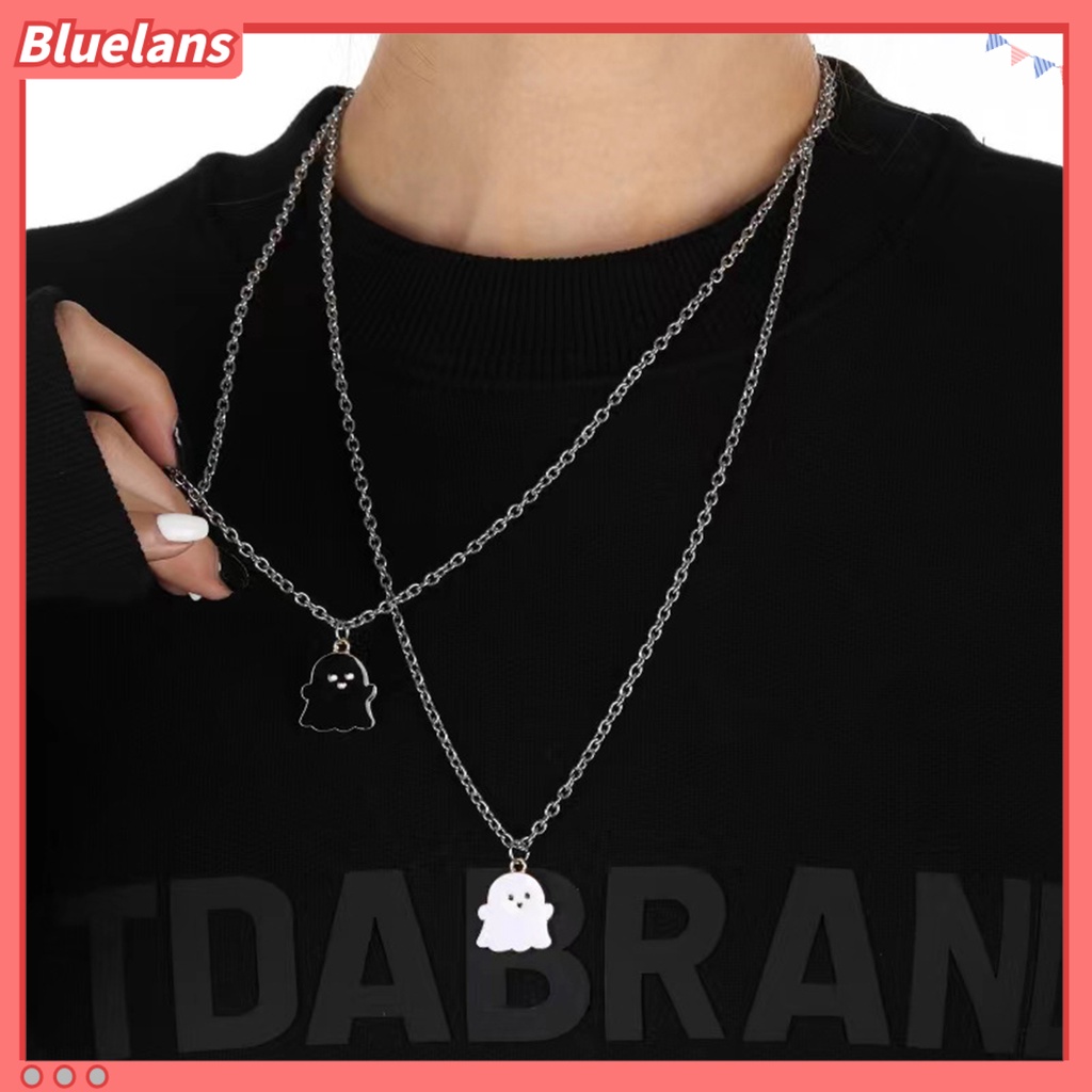 [BLS] All Match Rantai Klavikula Elegan Simple Dress Up Kalung Liontin Motif Hantu Unik Untuk Hari Valentine