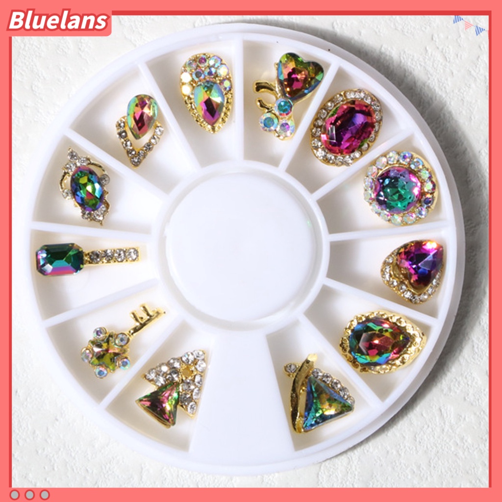 [BLM] 1kotak Dekorasi Kuku Permukaan Berkilau Bentuk Kreatif Alloy 3D Rhinestones Dekorasi Mewah DIY Nail Art Perhiasan Perlengkapan Kuku