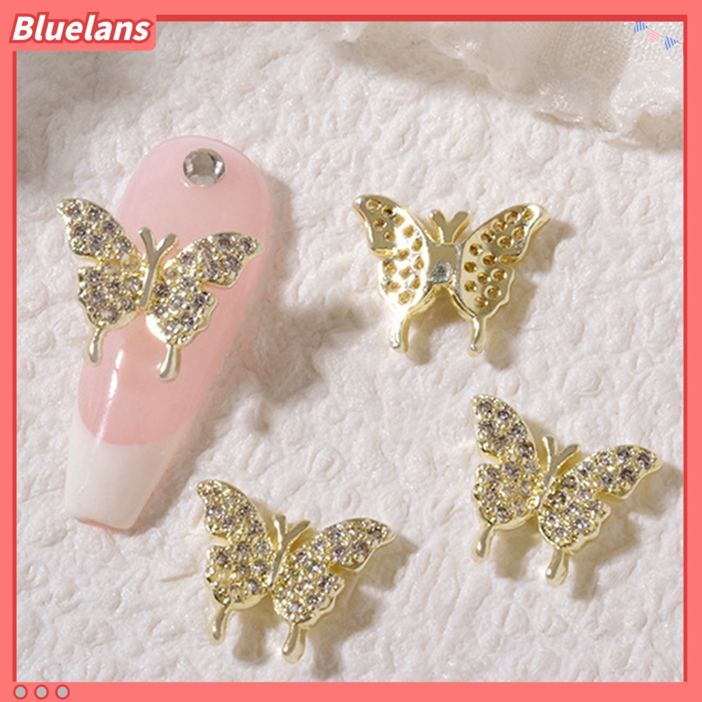 [BLM] Hiasan Kuku Kupu-Kupu Hias Tahan Jatuh DIY Nail Art Zircon Mewah Halus Manicure Butterfly Charms Perlengkapan Kuku