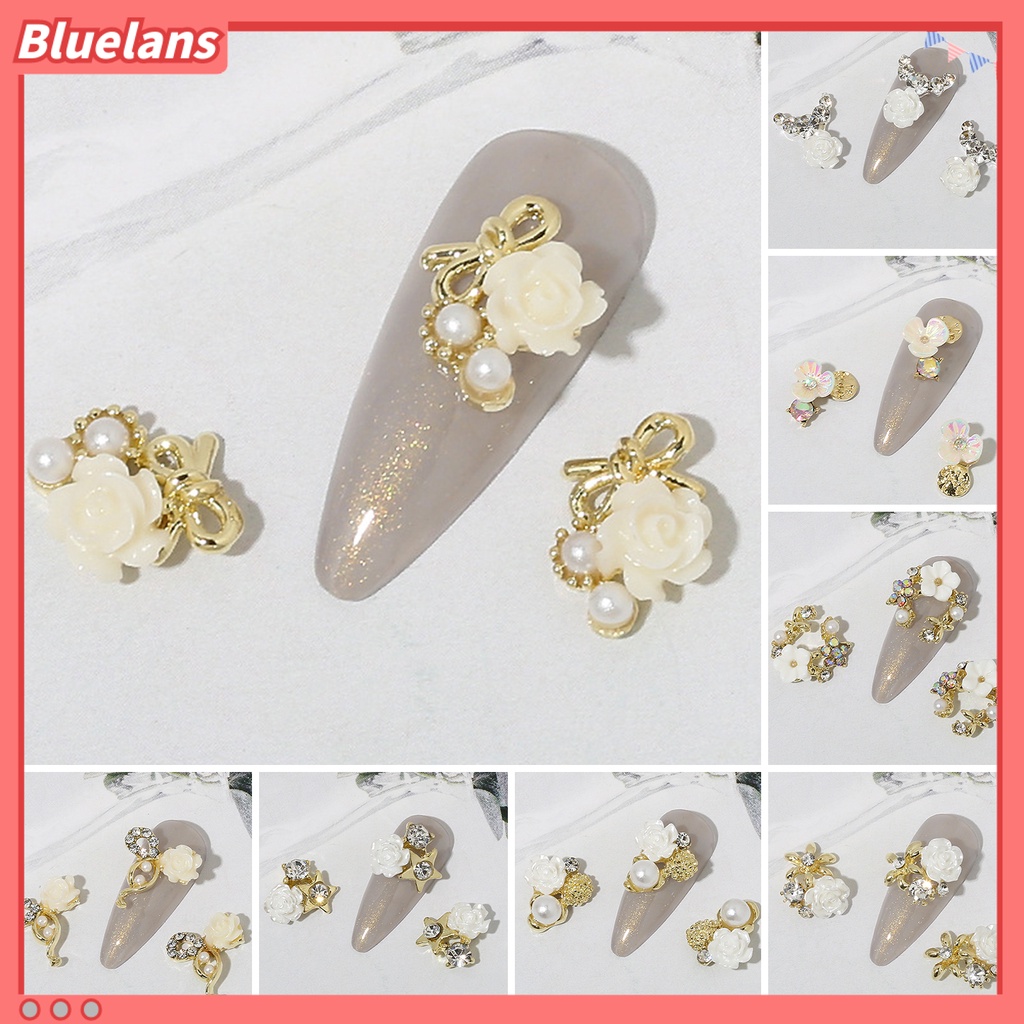 [BLM] 10pcs Hiasan Kuku Tiga Dimensi Bersinar Mudah Tempel Gloss DIY Berkilau Camellia Nail Charm Manicure Designs Nail Salon Supply