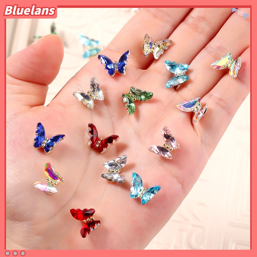 [BLM] 10pcs Nail Art Decor Bersinar Tiga Dimensi Gloss Tidak Luntur DIY Kristal Imitasi Manicure Craft Butterfly Nail Charm Nail Salon Supply