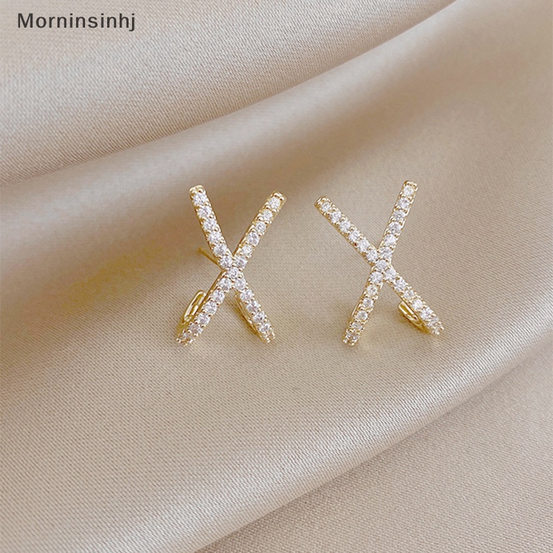 Mornin 1pasang Gaya Sederhana Cahaya X-shaped Earrings Ear Stud Fashion Perhiasan Berlian Imitasi Kreatif Untuk Wanita Gadis Hadiah Ulang Tahun id